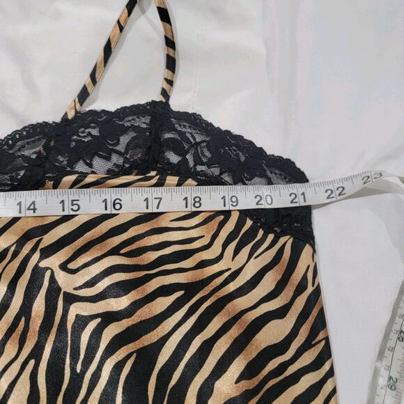 Womens Slip Dress Size 2X Tiger Lace Trim Coquette Chemise - Picture 4 of 6